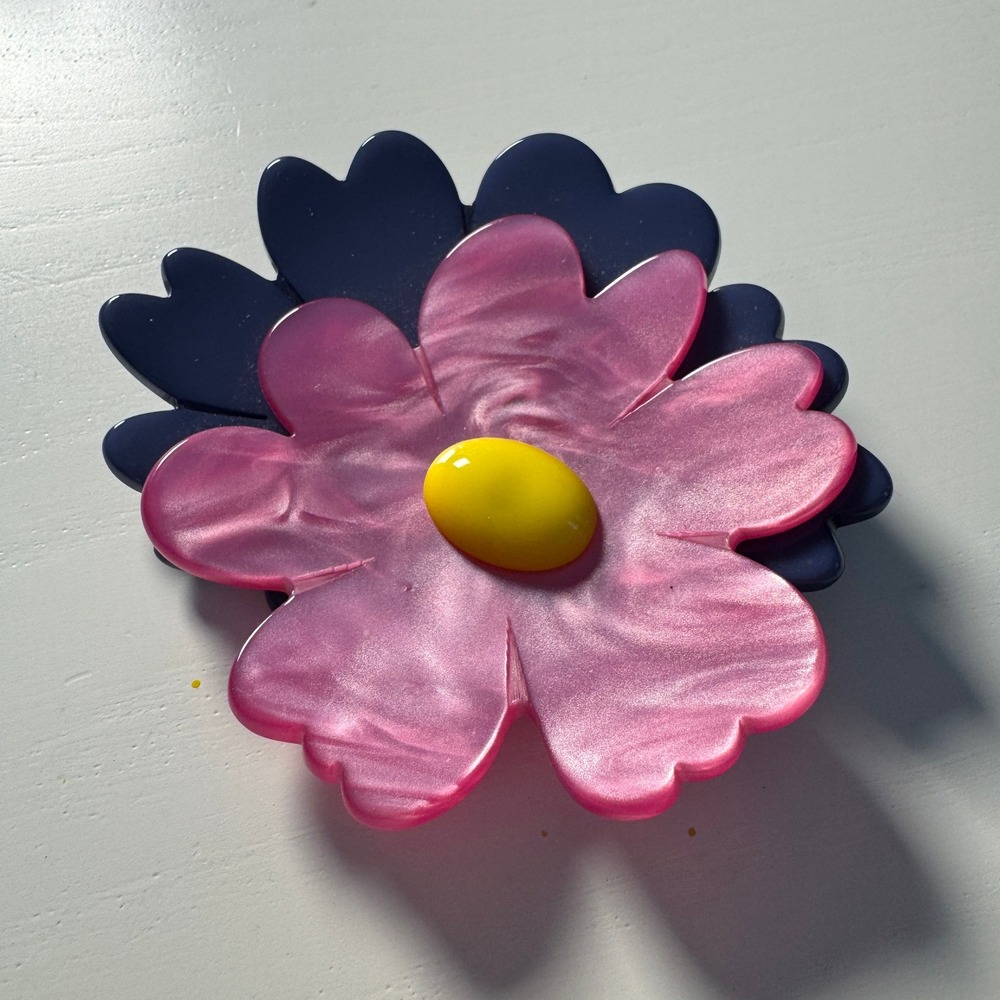 PONO by Joan Goodman Resin‎ Flower Brooch Pink Blue Statement Soft Art to wear